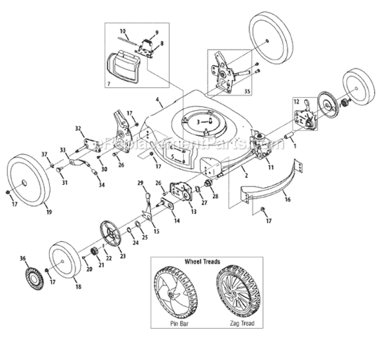 Page A Diagram and Parts List for 12AV569R709 2008 MTD Lawn Mower