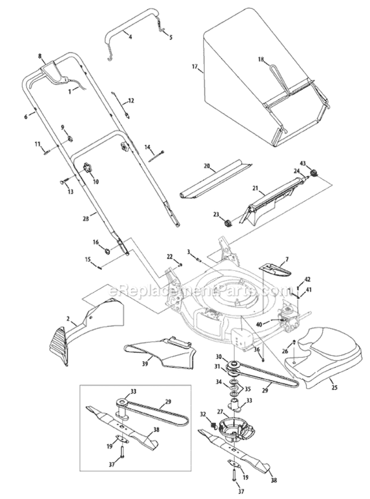 Page B Diagram and Parts List for 12AV569R709 2008 MTD Lawn Mower
