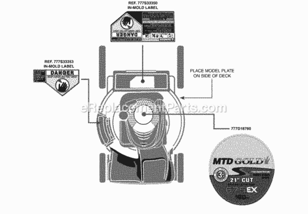 Page B Diagram and Parts List for 12AVB26N704 2013 MTD Lawn Mower