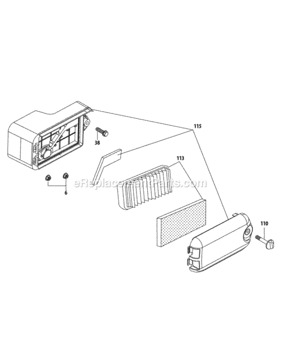 Air_Cleaner Diagram and Parts List for 12AVB2J1704 2013 MTD Lawn Mower