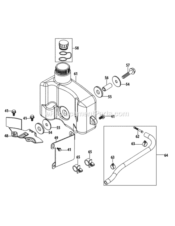 Fuel_Tank_And_Mounting Diagram and Parts List for 12AVB2J1704 2013 MTD Lawn Mower