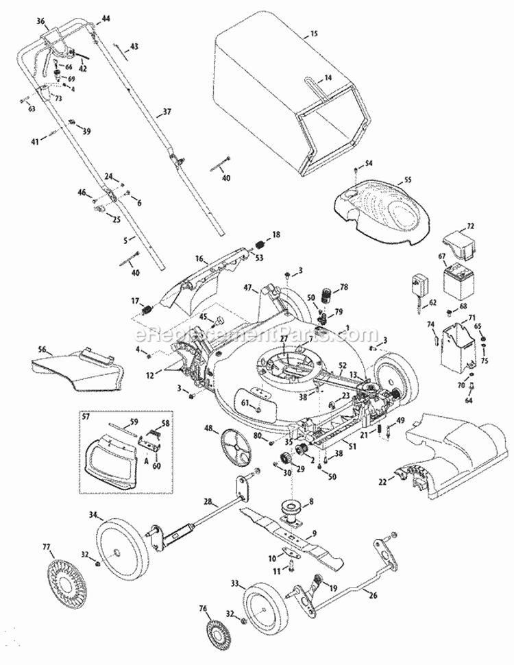 Page H Diagram and Parts List for 12AVB2M7004 2011 MTD Lawn Mower
