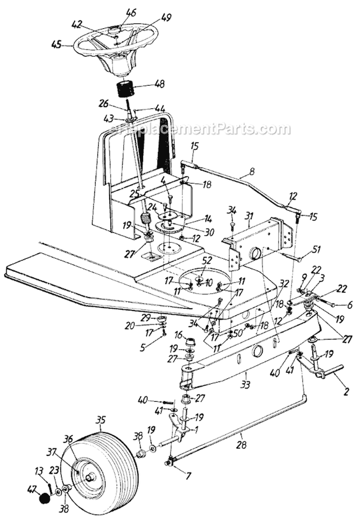 Page F Diagram and Parts List for 130-310D307 1990 MTD Lawn Tractor