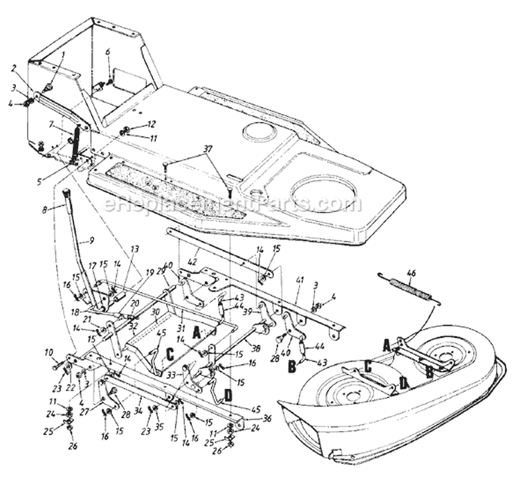 Page B Diagram and Parts List for 130-312D726 1990 MTD Lawn Tractor