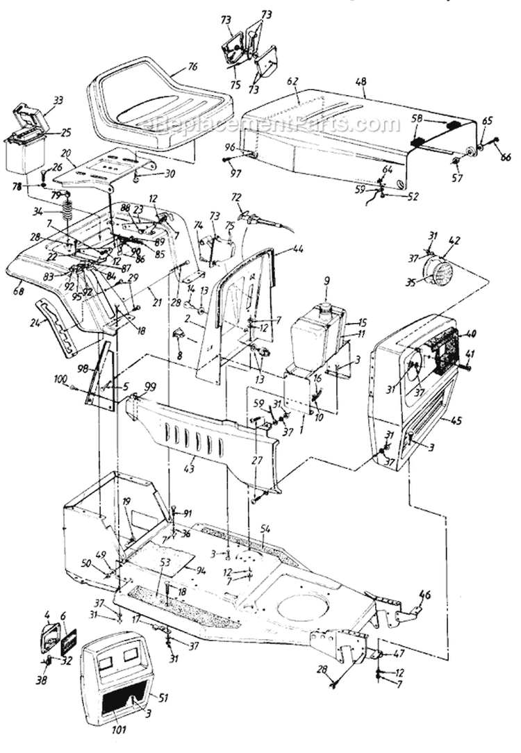 Page F Diagram and Parts List for 130-455-000 Style 5 -1990 MTD Lawn Tractor