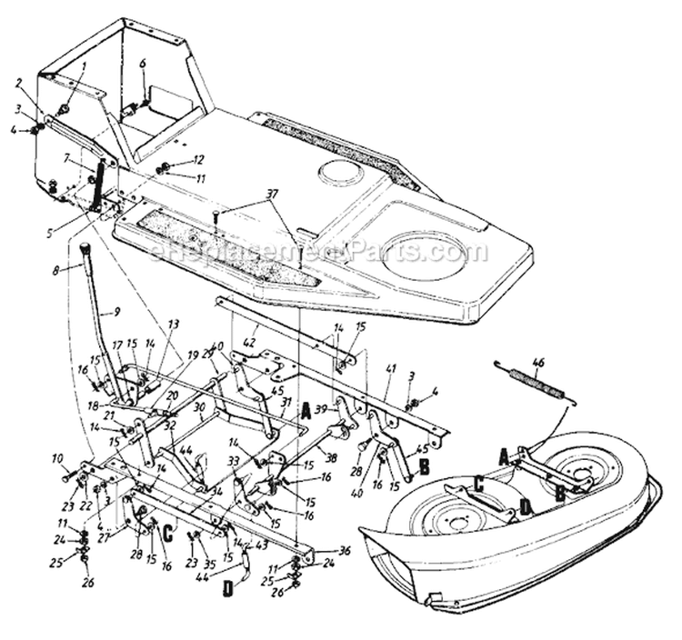 Page B Diagram and Parts List for 130-432-002 1990 MTD Lawn Tractor
