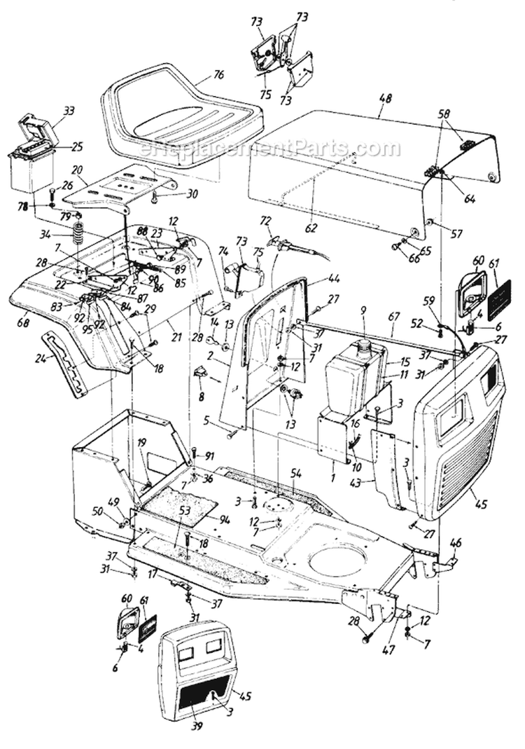 Page F Diagram and Parts List for 130-437-105 Style 7 -1990 MTD Lawn Tractor