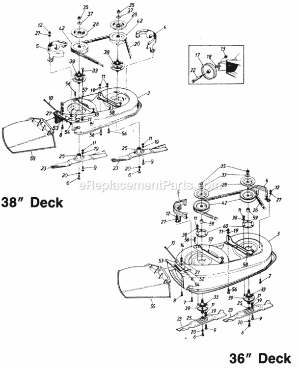 Page A Diagram and Parts List for 130-442F000 1990 MTD Lawn Mower