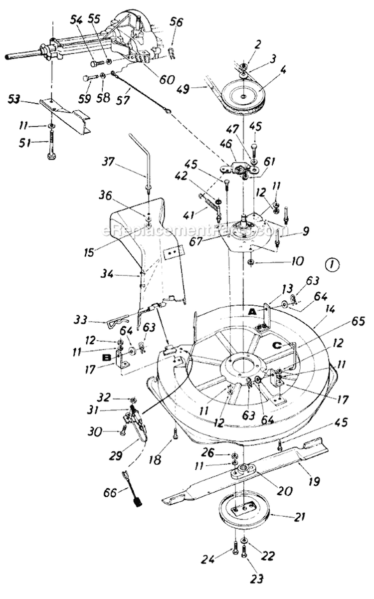 Page B Diagram and Parts List for 130-500-054 1990 MTD Lawn Tractor