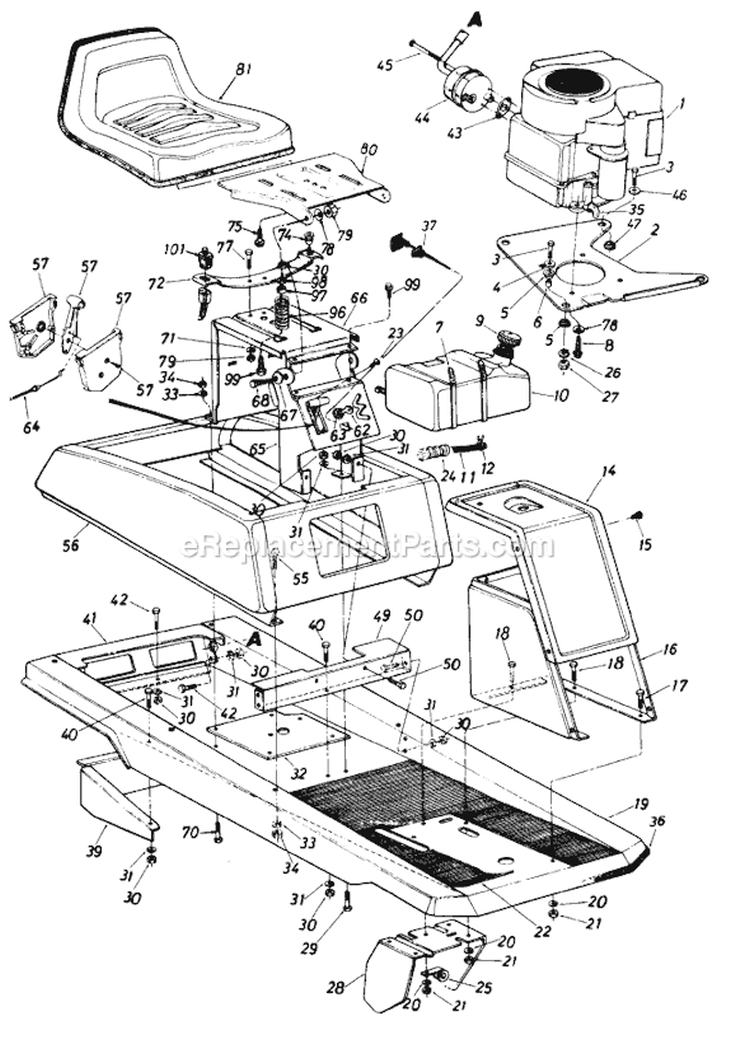 Page E Diagram and Parts List for 130-510-000 1990 MTD Lawn Tractor