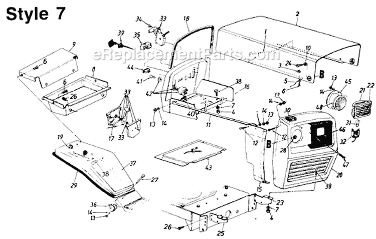 Page A Diagram and Parts List for 130-607-000 Style 7 -1990 MTD Lawn Tractor