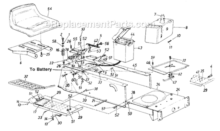 Page B Diagram and Parts List for 130-613-054 1990 MTD Lawn Tractor