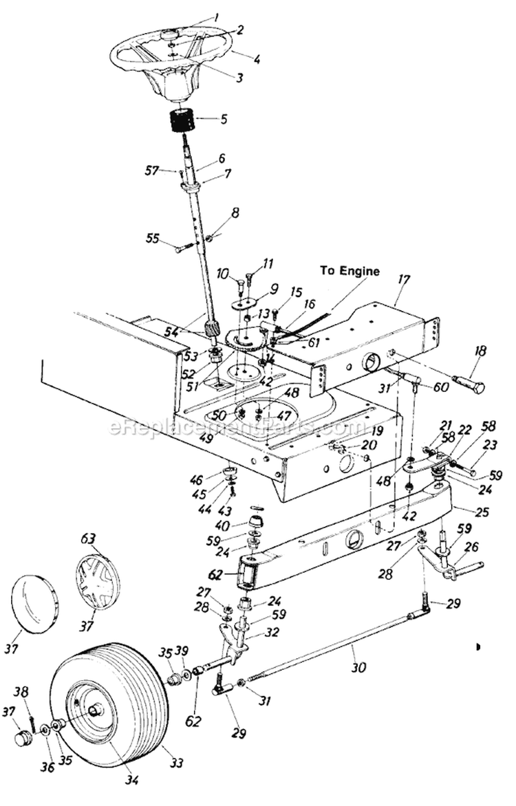 Page D Diagram and Parts List for 130-613-054 1990 MTD Lawn Tractor