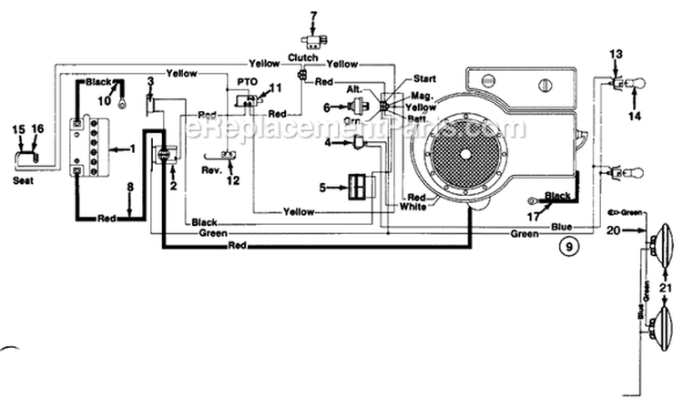 Page B Diagram and Parts List for 130-650E205 1990 MTD Lawn Tractor
