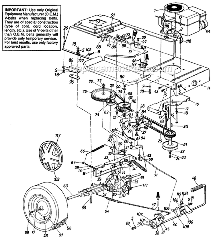 Page E Diagram and Parts List for 130-650G131 1990 MTD Lawn Tractor