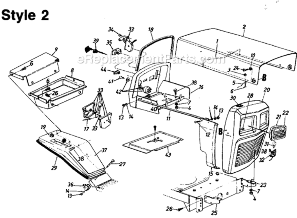 Page A Diagram and Parts List for 130-652-000 Style 2 1990 MTD Lawn Tractor