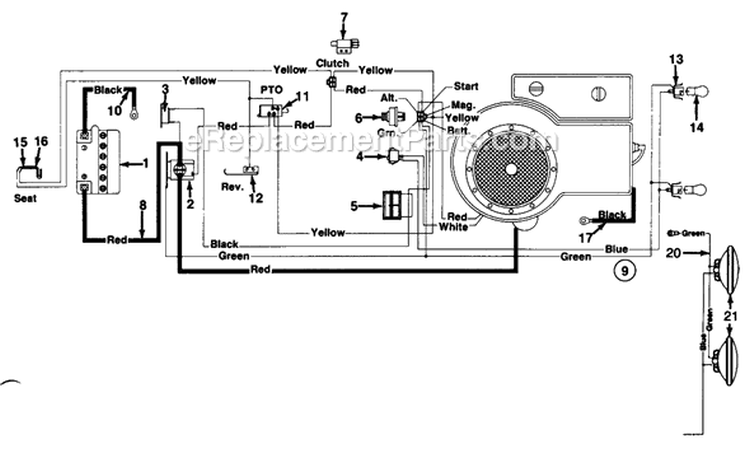 Page B Diagram and Parts List for 130-652F057 1990 MTD Lawn Tractor
