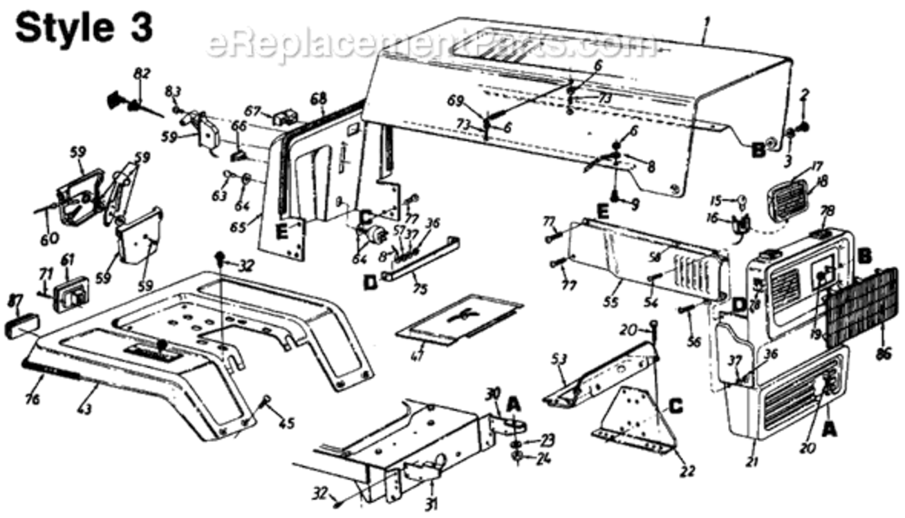 Page A Diagram and Parts List for 130-653-000 Style 3 1990 MTD Lawn Tractor