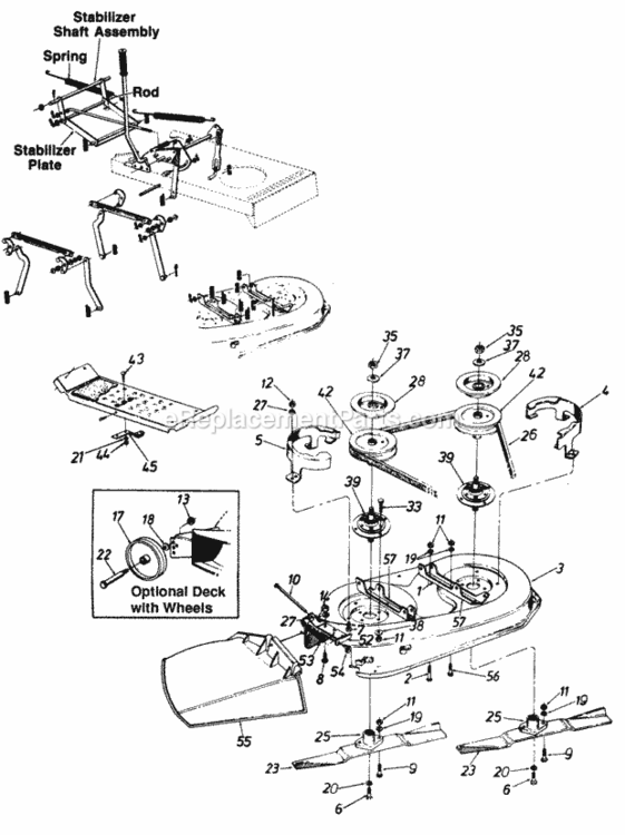 38-In_Side_Discharge_Mowing_Deck Diagram and Parts List for 130-659G023  MTD Lawn Tractor
