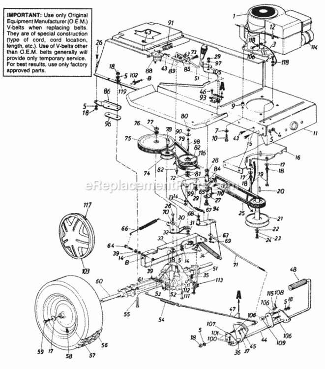 Page E Diagram and Parts List for 130-659G047  MTD Lawn Tractor