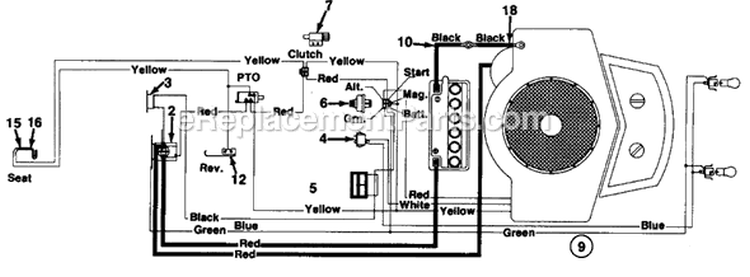 Page F Diagram and Parts List for 130-661-205 1990 MTD Lawn Tractor