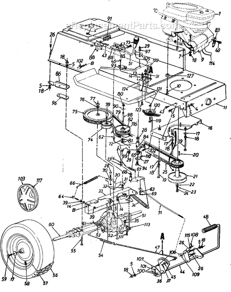Page C Diagram and Parts List for 130-689G000 1990 MTD Lawn Tractor