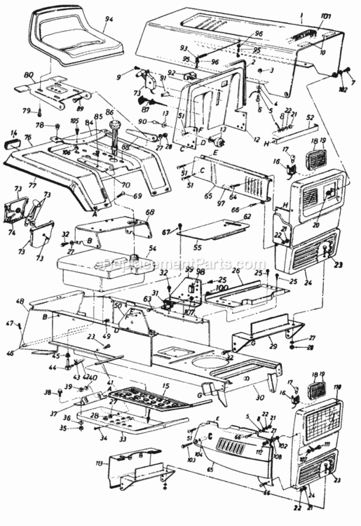 Parts Diagram and Parts List for 130-803H103  MTD Lawn Tractor