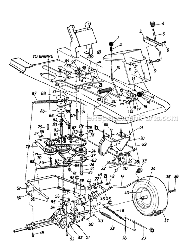 Page C Diagram and Parts List for 130511B 1990 MTD Lawn Tractor