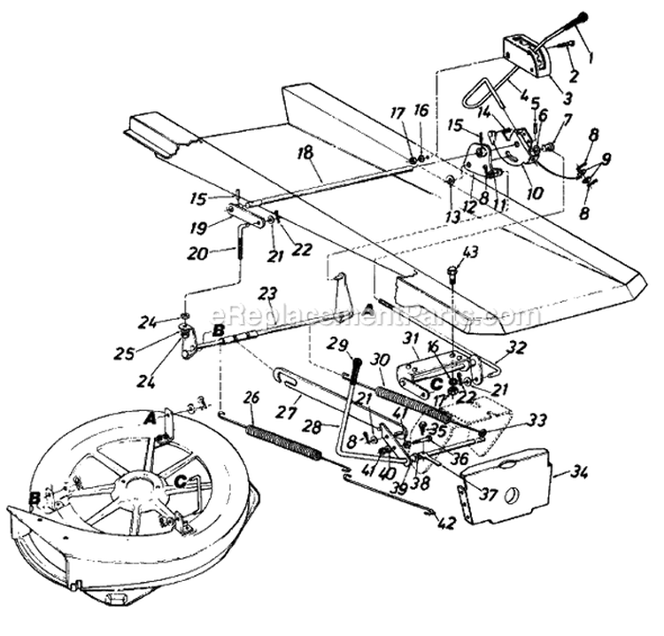 Page E Diagram and Parts List for 130511B 1990 MTD Lawn Tractor
