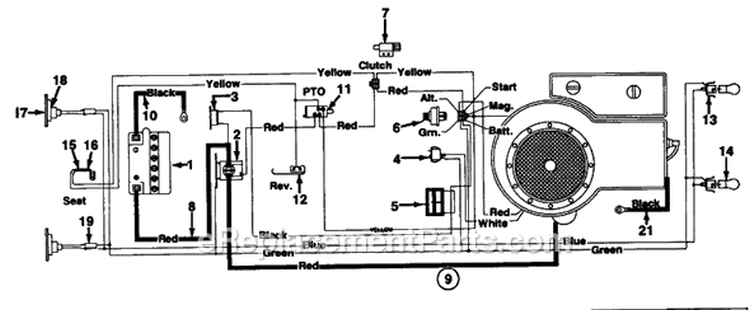 Page B Diagram and Parts List for 130654F 1990 MTD Lawn Tractor