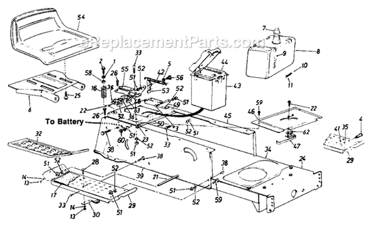 Page C Diagram and Parts List for 130654F 1990 MTD Lawn Tractor