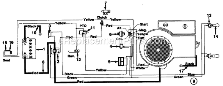 Page B Diagram and Parts List for 130659F 1990 MTD Lawn Tractor