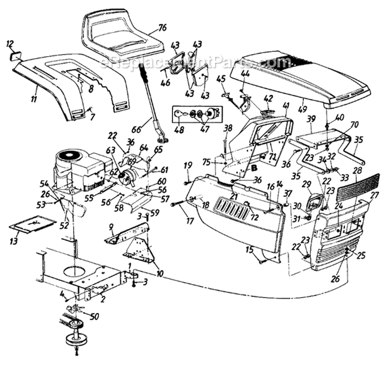 Page C Diagram and Parts List for 130659F 1990 MTD Lawn Tractor