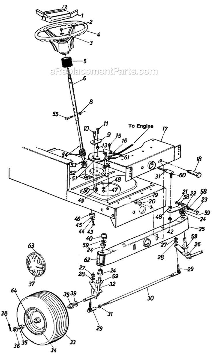 Page D Diagram and Parts List for 130659F 1990 MTD Lawn Tractor