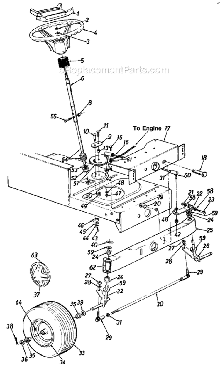 Page E Diagram and Parts List for 130704F 1990 MTD Lawn Tractor