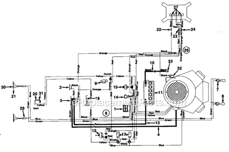 Page B Diagram and Parts List for 130784G 1990 MTD Lawn Tractor
