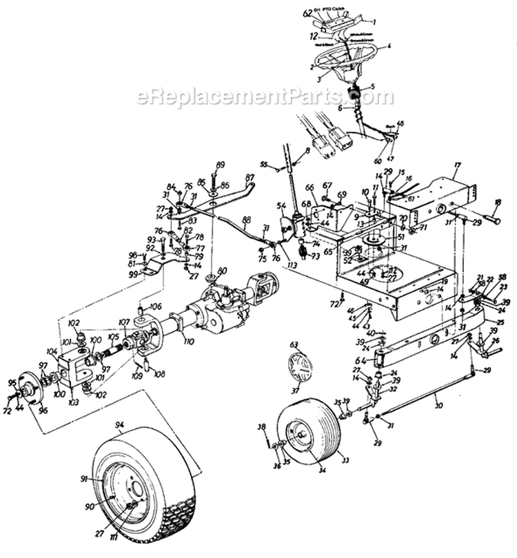 Page F Diagram and Parts List for 130784G 1990 MTD Lawn Tractor