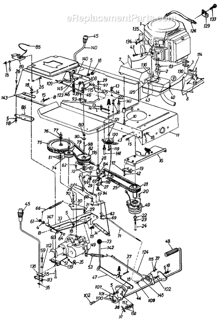 Page G Diagram and Parts List for 130784G 1990 MTD Lawn Tractor