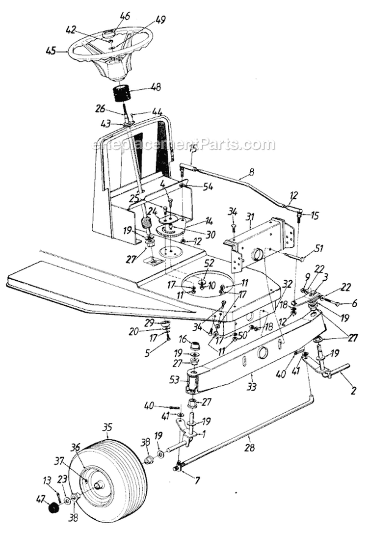 Page E Diagram and Parts List for 131-312D304 1991 MTD Lawn Tractor