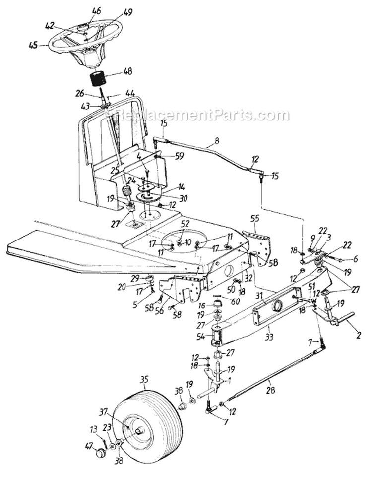 Page E Diagram and Parts List for 131-432F033 1991 MTD Lawn Tractor