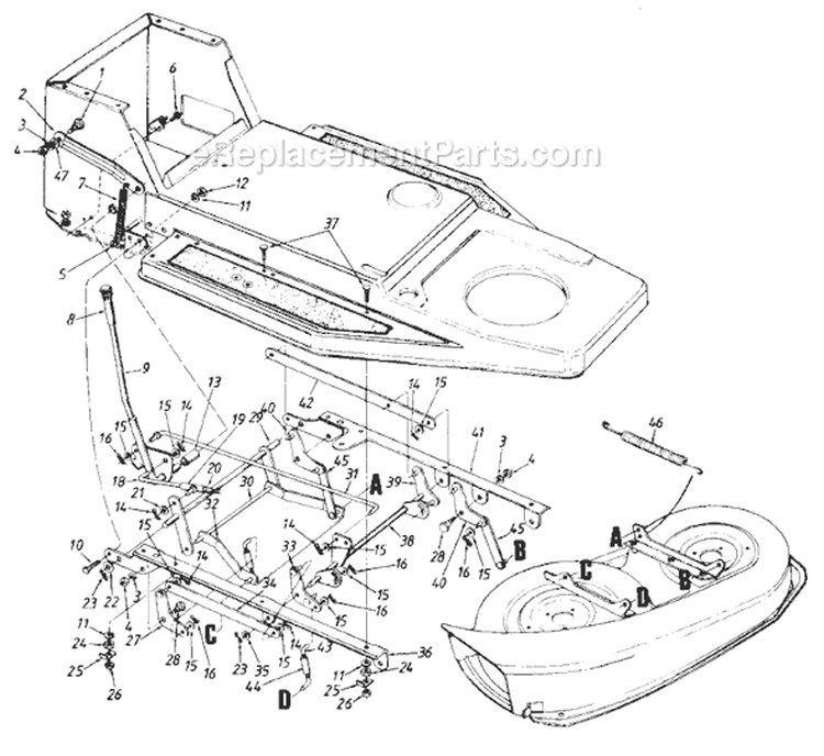 Page D Diagram and Parts List for 131-446-000 1991 MTD Lawn Tractor