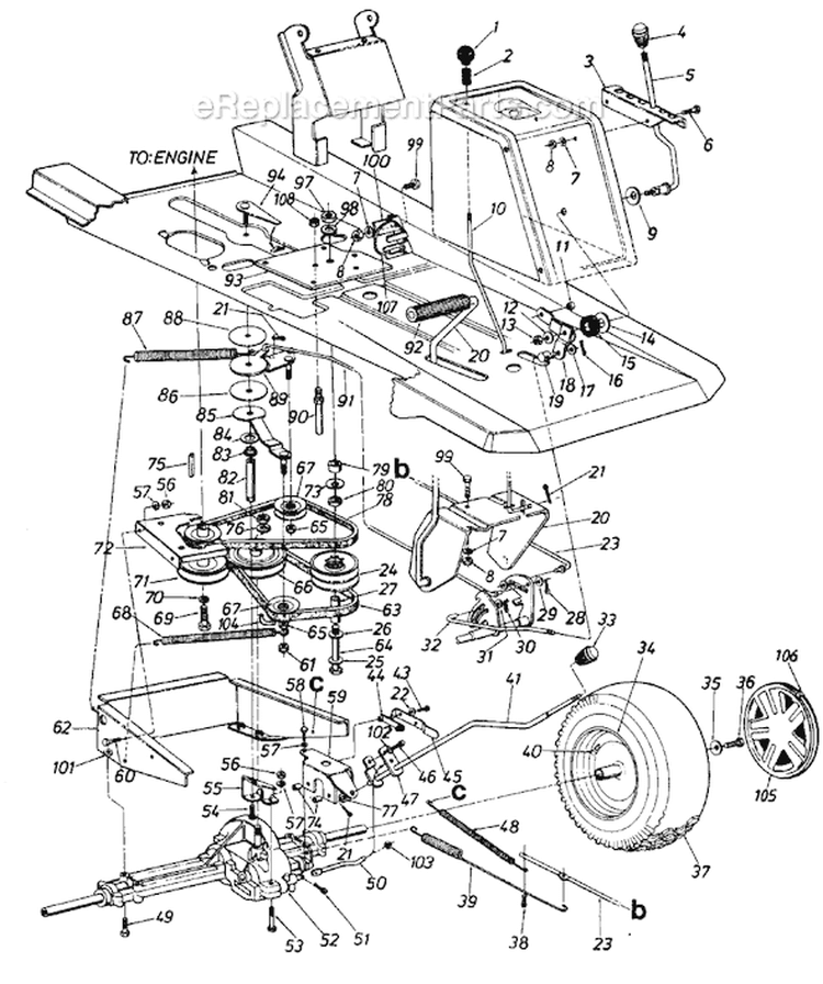 Page D Diagram and Parts List for 131-510-054 1991 MTD Lawn Tractor