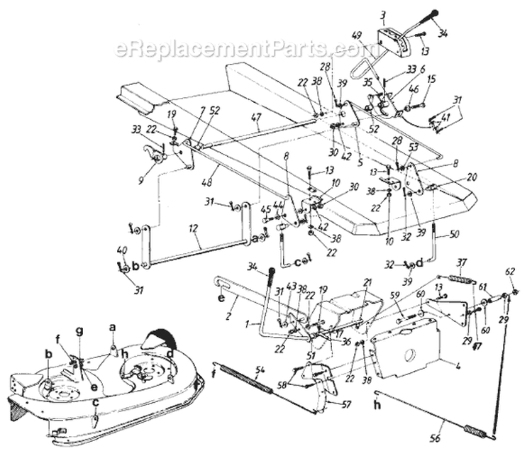 Page G Diagram and Parts List for 131-510-054 1991 MTD Lawn Tractor