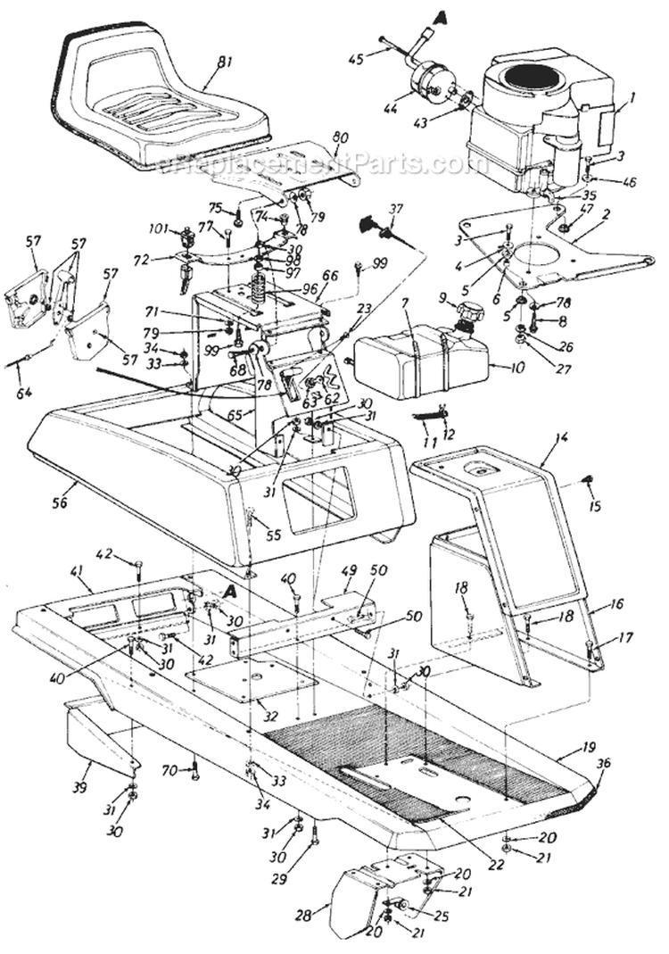 Page C Diagram and Parts List for 131-520-729 1991 MTD Lawn Tractor