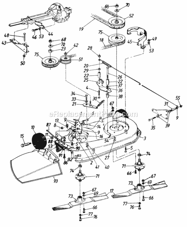 32-In_Side_Discharge_Mowing_Deck Diagram and Parts List for 131-528-000 1991 MTD Lawn Mower