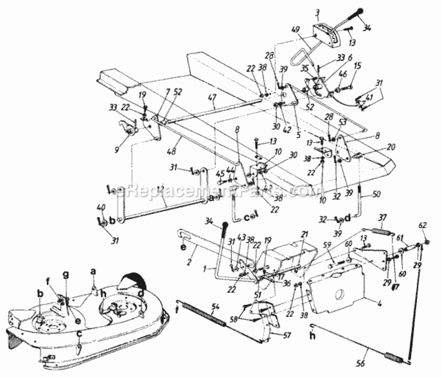 Page F Diagram and Parts List for 131-529-000 1991 MTD Lawn Mower