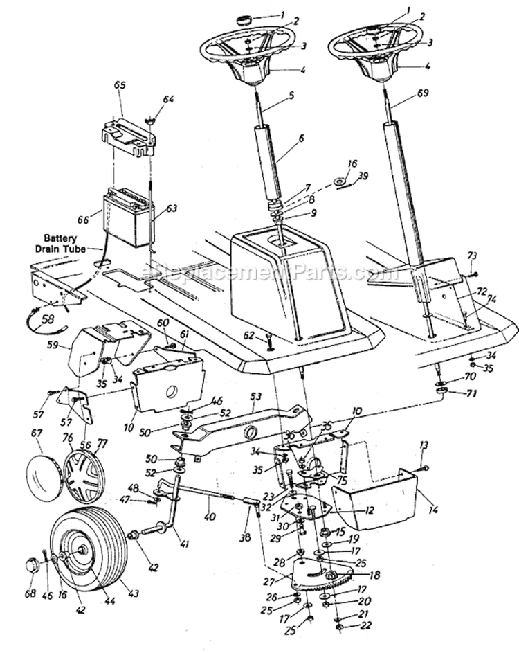 Page E Diagram and Parts List for 131-530-131 1991 MTD Lawn Tractor