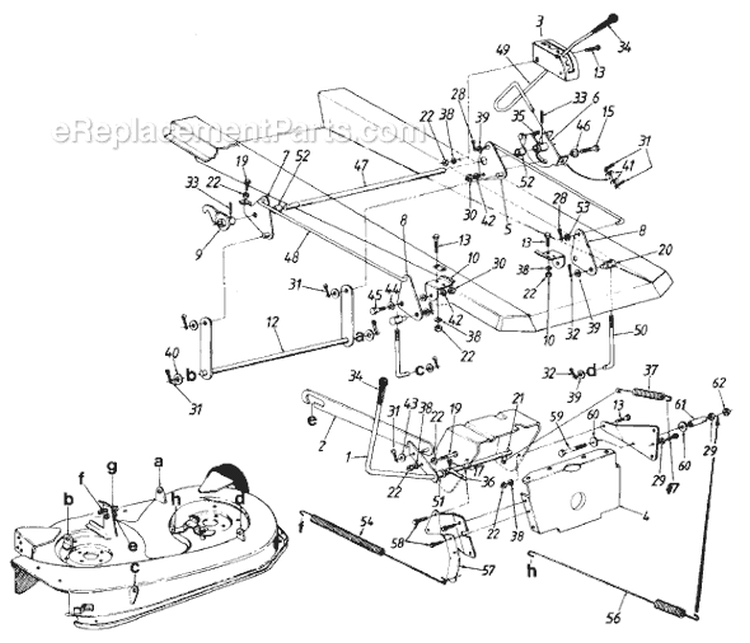 Page G Diagram and Parts List for 131-551-715 1991 MTD Lawn Tractor