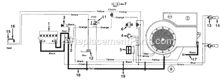 Page B Diagram and Parts List for 131-604G000 Single Cylinder -1991 MTD Lawn Tractor