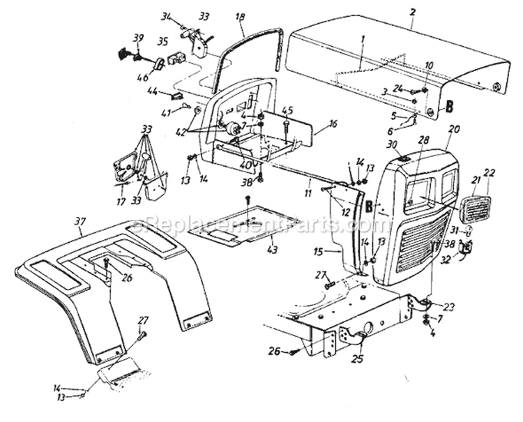Page C Diagram and Parts List for 131-652F019 Single Cylinder -1991 MTD Lawn Tractor